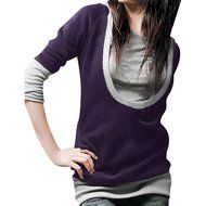 Women's Blouse,Laimeng Cotton blend Fashion Women Loose Pullover T Shirt Long Sleeve Blouse (M, Purple) N14