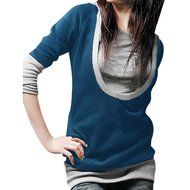 Women's Blouse,Laimeng Cotton blend Fashion Women Loose Pullover T Shirt Long Sleeve Blouse (M, Purple) N17