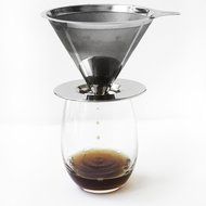 Pour Over Coffee Filter Dripper -- The Stainless Steel Designed Cone Drip Brewer Has A Double Mesh Metal Filter... N3