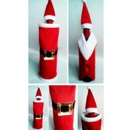 Remeehi Red Wine Bottle Cover Bags Christmas Dinner Table Decoration Home Party Decors Santa Claus Belt N5