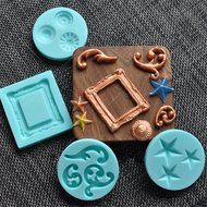 Yunko Set of 4 Heart Round Mirror Frames Mini Silicone Sugarcraft Mold Cupcake Decoration,Candy Fondant Chocolate... N6