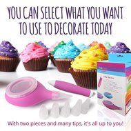 Happy To Go Cake Decorating Kit - Set of 2 Accesories with 6 Icing Tips for Baking Supplies N6