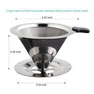 Pour Over Coffee Dripper 2-3 Cups, Food Grade Stainless Steel Permanent Coffee Filters Paperless Double Mesh Filter... N6