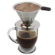 Pour Over Coffee Dripper 2-3 Cups, Food Grade Stainless Steel Permanent Coffee Filters Paperless Double Mesh Filter... N7