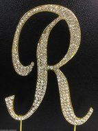 Crystal Rhinestone Covered Gold Monogram Wedding Cake Topper Letter R by other