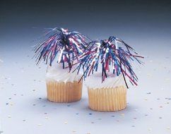 Bag of 12 ~ 4th of July Mylar Spray Ribbon ~ Cake / Cupcake Topper