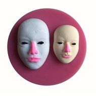 FLYMOR 3D Silicone Human Face Shape Chocolate Fondant Mold Cake Decoration,Pink N2