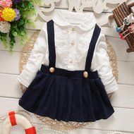 Fake Two Piece Long-Sleeved Strap Dress ,BeautyVan Baby Girl Outfit Lace Dress Layered Fake Two Piece Long-Sleeved... N7