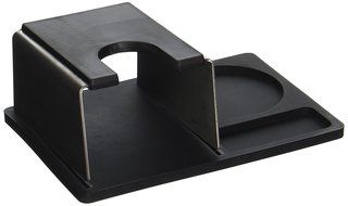 Espresso Parts Barista Basics Stainless Steel Tamp Stand with Rubber Base and Tamp Rest, Black/Stainless Steel