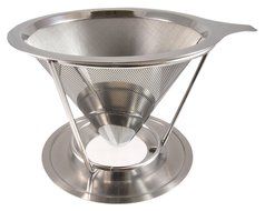 Stainless Steel Pour Over Coffee Maker, Filter Cone and Holder, Micro Filter Coffee Dripper and Brewer N3