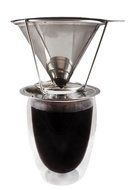 Stainless Steel Pour Over Coffee Maker, Filter Cone and Holder, Micro Filter Coffee Dripper and Brewer N4