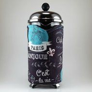French Press Cozy Cover, Cafetiere Cosy, 8 cup, Handmade Coffee Gift, Paris Themed N3