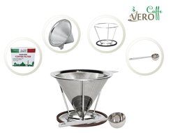 Pour Over Coffee Dripper / Maker - Stainless Steel with Clever Cone Design - Reusable / Washable Paperless Filter... N8