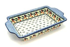 Polish Pottery Baker - Rectangular Brownie Pan - Red Robin