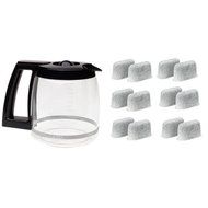 Cuisinart DCC-1200PRC 12-Cup Replacement Glass Carafe, Black and Everyday 12-Pack Replacement Charcoal Water Filters...