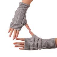Knitted Fringe Warm Gloves,Morecome Women Girl Diamond knitted gloves (Black) N11