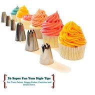Cake Decoration tips set-the ONLY KIT with FREE Reusable silicone icing bag-x2 coupler-eBook.27 Piece Baking Tools... N5