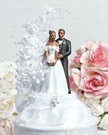 Pearl Side Arch Classic African American Cake Topper