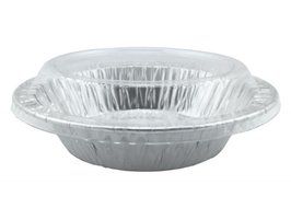 Aluminum Foil Mini Pie Pans/Tart Pans 4-1/8" Mini Pot Pie Baking Plate With Plastic Clear Lids, 10 Sets. (10 Pans... N3