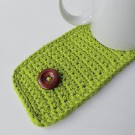 Crochet Coffee Mug Cozy Light Green N2