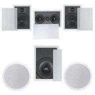 5.1 Home Theater Flush Inwall/Ceiling Speaker Package- Two Inwall 6.5" 2-way Speakers, One Inwall Dual 5.25" 2...