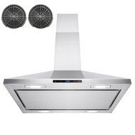 AKDY&reg; Kitchen Island Mount Stainless Steel Ductless LED Touch Control Range Hood w/ Carbon Filters