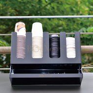 BonNoces Black Acrylic Coffee Condiment Organizer Cups Holder Dispenser for Lids and Cups with Same Size Four... N7