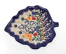 Classic Boleslawiec, Polish Pottery Hand Painted Ceramic Tea Bag Tidy Holder, Diameter: 4.3x5.1inch 516-U-099