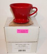 Glory &amp; Grace Red Ceramic No. 4 Coffee Tea Dripper Filter Cone, Includes Unbleached Filters N5