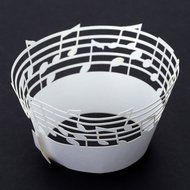 Anself 50Pcs Lace Muffin Case Cupcake Paper Cup Liner, Music Notes Staff Pattern N3