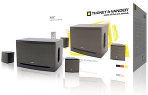 Thonet and Vander Riss 160 Watt Wood Multimedia Audio Speaker System, 2.1 Stereo Speakers with Integrated Amplifier... N5
