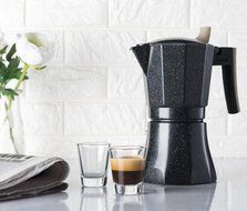 Osaka Stovetop Espresso Maker - Aluminum with Marbled Coating, Stove-Top Moka Pot &quot;Nijo Castle&quot; (6 Cup) N5
