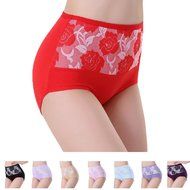 Underpants ，Beautyvan Comfortable High Waist Cotton Women Briefs Healthy Panties Underwear Plus Size (L, Red) N10