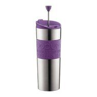 Bodum Stainless Steel 16-Ounce Vacuum Travel Press Coffee Maker with Purple Silicone Grip N2