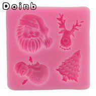 Doinb Christmas Trees Santa Claus Snowman Deer FDA Silicone Fondant Molds Outer Size 7.3x7.3x1.2cm GJM-2800 N27