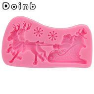 Doinb Christmas Trees Santa Claus Snowman Deer FDA Silicone Fondant Molds Outer Size 7.3x7.3x1.2cm GJM-2800 N41