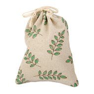 10 x Linen Jute Cloth Sack Jewelry Pouch Drawstring Gift Bags (Leaf Pattern) N7