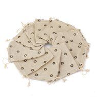 10 x Linen Jute Cloth Sack Jewelry Pouch Drawstring Gift Bags (Leaf Pattern) N10