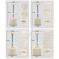 4 Sets Mid-Autumn Festival Party DIY Moon Cake Mold With 12pcs Mode Stamps(White) N2