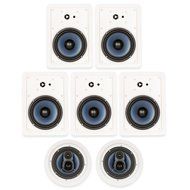 Blue Octave RH-637 In Wall and In Ceiling 6.5" Speakers Home Theater Surround Sound 7 Speaker Set