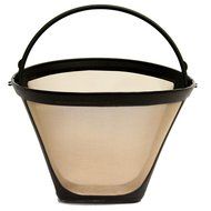 Gold Tone Reusable Cone-style #4 10-12 Cup Coffee Filter with Handle