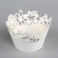 60 Pcs Laser Cut White Pearly Paper Garden Cupcake Wrappers Wraps Cases Wedding Birthday Party Decorations N8