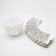 60 Pcs Laser Cut White Pearly Paper Garden Cupcake Wrappers Wraps Cases Wedding Birthday Party Decorations N10