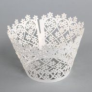 60 Pcs Laser Cut White Pearly Paper Garden Cupcake Wrappers Wraps Cases Wedding Birthday Party Decorations N11