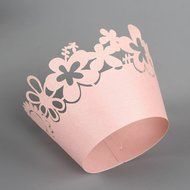 60 Pcs Laser Cut White Pearly Paper Garden Cupcake Wrappers Wraps Cases Wedding Birthday Party Decorations N12