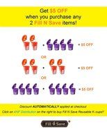 Fill N Save 2 Pack Reusable Carafe K-Cups. Reusable coffee filter for the Keurig 2.0, K200, K300, K400, K500 Series... N6