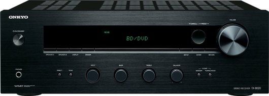 Onkyo TX-8020 Stereo Receiver with a pair of ELAC Debut B4 Bookshelf Speakers (Black) N3