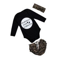 Clothes Set ,BeautyVan Cute Newborn Baby Kids Rompers Top+Pants Hairband Outfit Leopard Clothes Set (24M, Black) N4