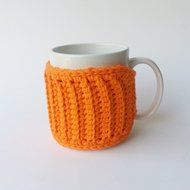 Coffee Mug Cozy Red with Flower Button