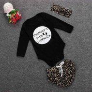 Clothes Set ,BeautyVan Cute Newborn Baby Kids Rompers Top+Pants Hairband Outfit Leopard Clothes Set (24M, Black) N5